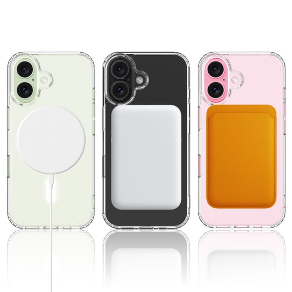 For iPhone 16 MagSafe Clear Acrylic PC Hybrid TPU Phone Case(Transparent)