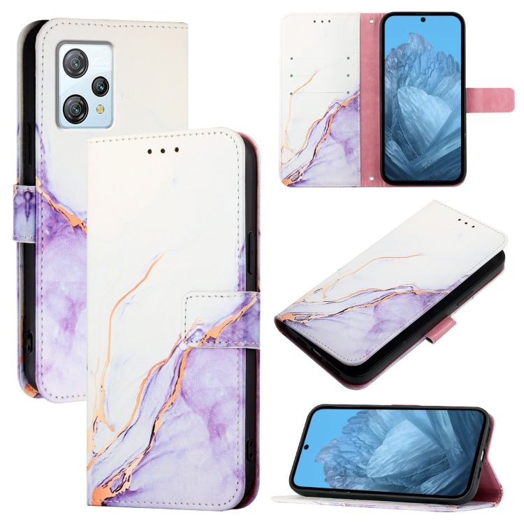 For Blackview A53 PT003 Marble Pattern Flip Leather Phone Case(White Purple) - More Brand by PMC TechLife | Online Shopping South Africa | PMC TechLife | Buy Now Pay Later Mobicred