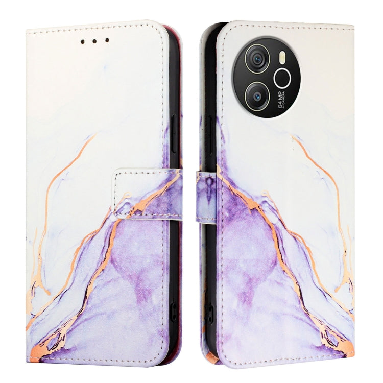 For Blackview Shark 8 PT003 Marble Pattern Flip Leather Phone Case(White Purple) - More Brand by PMC TechLife | Online Shopping South Africa | PMC TechLife | Buy Now Pay Later Mobicred