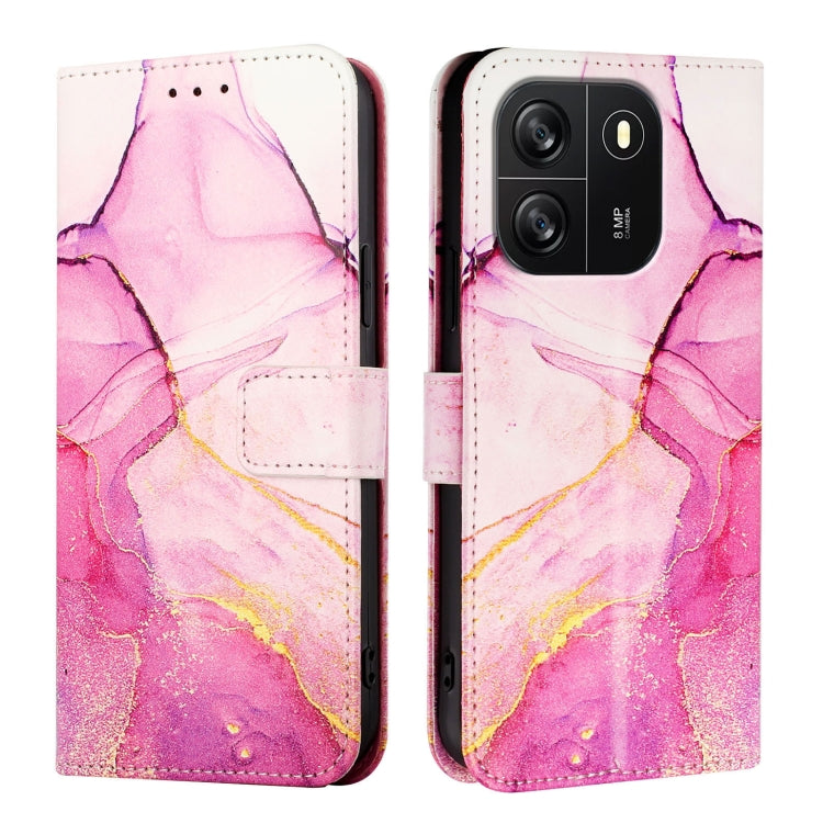 For Blackview Wave 6C PT003 Marble Pattern Flip Leather Phone Case(Pink Purple Gold) - More Brand by PMC TechLife | Online Shopping South Africa | PMC TechLife | Buy Now Pay Later Mobicred