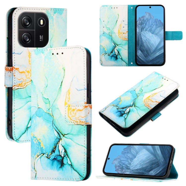 For Blackview Wave 6C PT003 Marble Pattern Flip Leather Phone Case(Green) - More Brand by PMC TechLife | Online Shopping South Africa | PMC TechLife | Buy Now Pay Later Mobicred