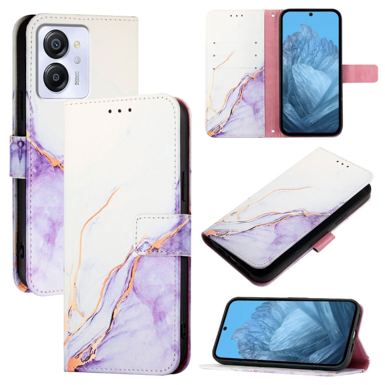 For Blackview Color 8 PT003 Marble Pattern Flip Leather Phone Case(White Purple) - More Brand by PMC TechLife | Online Shopping South Africa | PMC TechLife | Buy Now Pay Later Mobicred