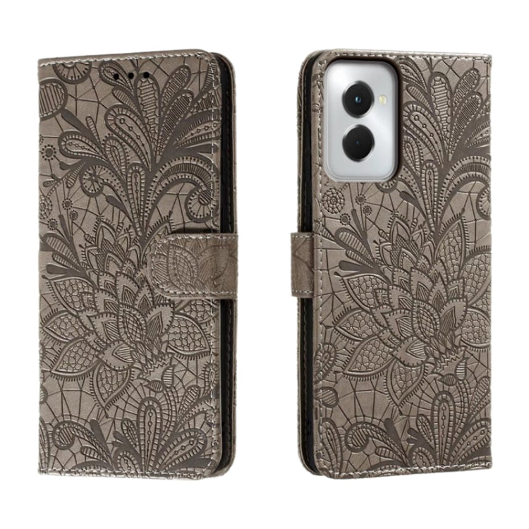 For Motorola Moto G Power 5G 2024 Lace Flower Embossing Flip Leather Phone Case(Grey) - free shipping - PMC Jewellery - Order now!
