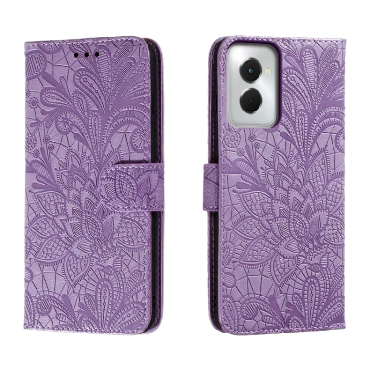 For Motorola Moto G Power 5G 2024 Lace Flower Embossing Flip Leather Phone Case(Purple) - Motorola Cases by PMC Jewellery | Online Shopping South Africa | PMC Jewellery | Buy Now Pay Later Mobicred