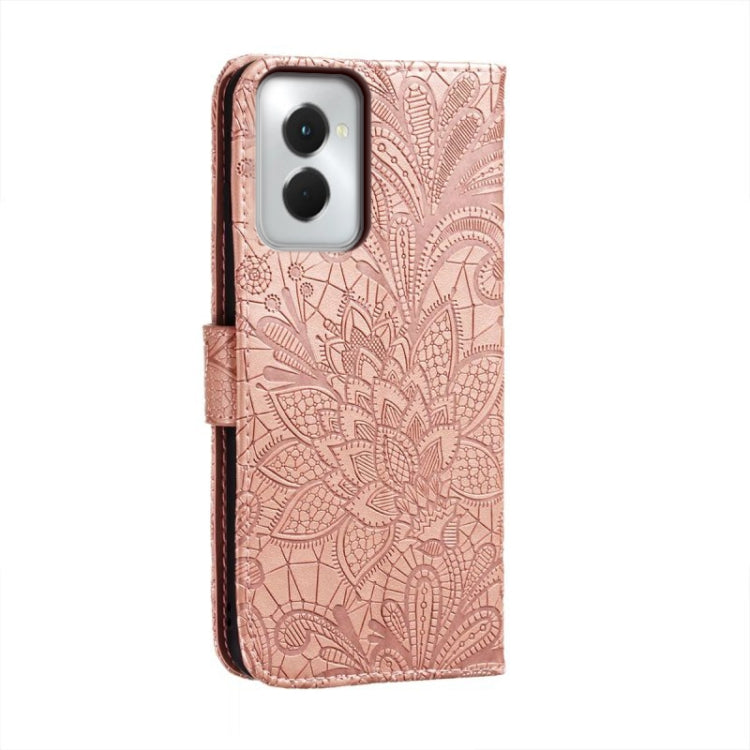 For Motorola Moto G Power 5G 2024 Lace Flower Embossing Flip Leather Phone Case(Rose Gold)