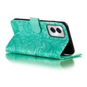 For Motorola Moto G Power 5G 2024 Lace Flower Embossing Flip Leather Phone Case(Green)