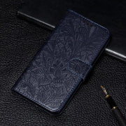 For Motorola Moto G Power 5G 2024 Lace Flower Embossing Flip Leather Phone Case(Dark Blue)