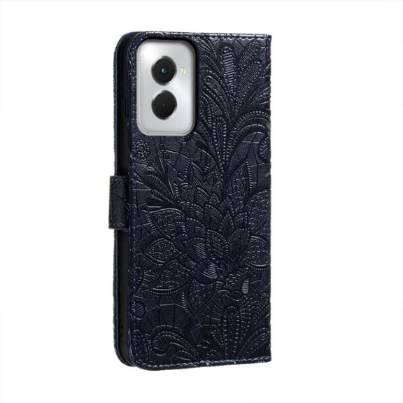 For Motorola Moto G Power 5G 2024 Lace Flower Embossing Flip Leather Phone Case(Dark Blue)