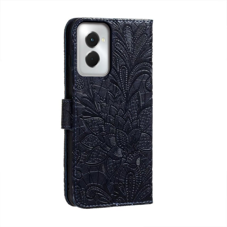 For Motorola Moto G Power 5G 2024 Lace Flower Embossing Flip Leather Phone Case(Dark Blue)