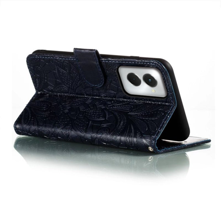 For Motorola Moto G Power 5G 2024 Lace Flower Embossing Flip Leather Phone Case(Dark Blue)