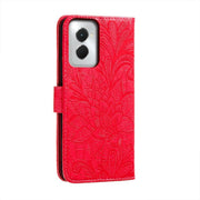 For Motorola Moto G Power 5G 2024 Lace Flower Embossing Flip Leather Phone Case(Red)