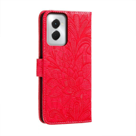 For Motorola Moto G Power 5G 2024 Lace Flower Embossing Flip Leather Phone Case(Red)