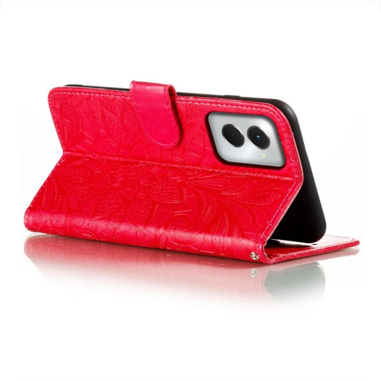 For Motorola Moto G Power 5G 2024 Lace Flower Embossing Flip Leather Phone Case(Red)