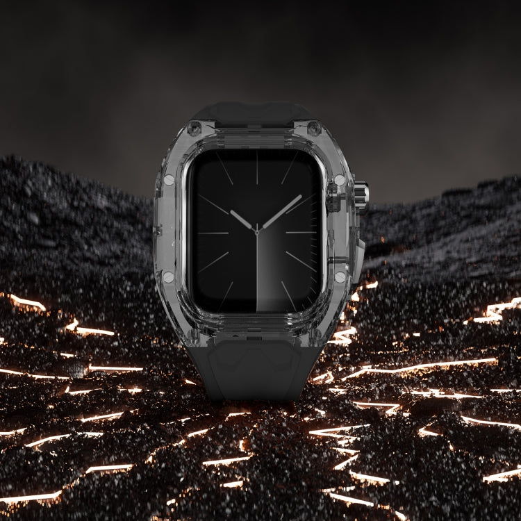 For Apple Watch SE 2023 44mm Modified PC Hybrid TPU Watch Case Band(Black Clear Black)