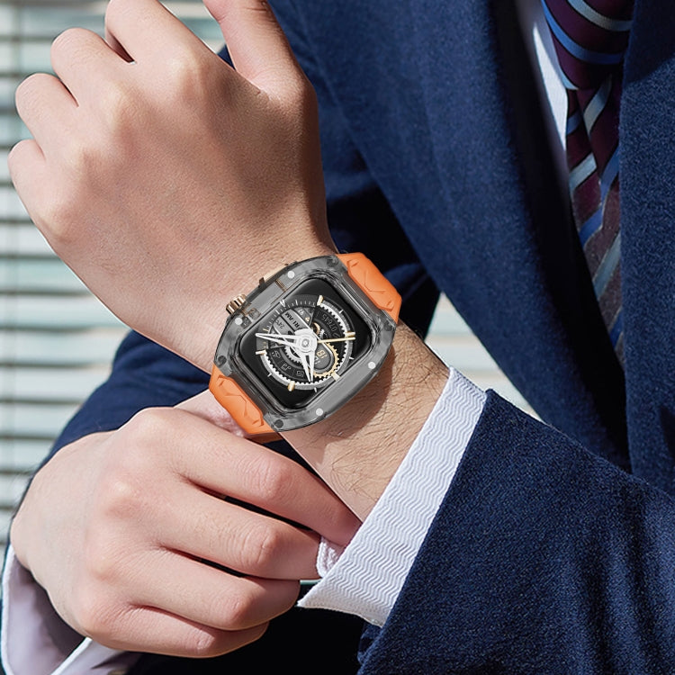 For Apple Watch SE 2023 44mm Modified PC Hybrid TPU Watch Case Band(Orange Clear Black) - Watch Cases by PMc TechLife | Online Shopping South Africa | PMc TechLife | Buy Now Pay Later Mobicred