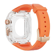 For Apple Watch SE 2023 44mm Modified PC Hybrid TPU Watch Case Band(Orange Transparent)