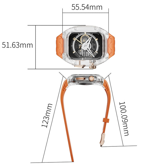 For Apple Watch SE 2023 44mm Modified PC Hybrid TPU Watch Case Band(Orange Transparent)