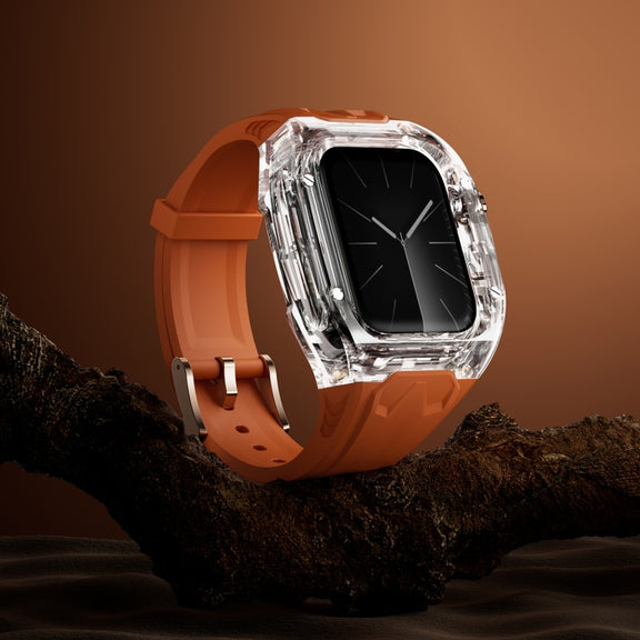 For Apple Watch SE 2023 44mm Modified PC Hybrid TPU Watch Case Band(Orange Transparent)