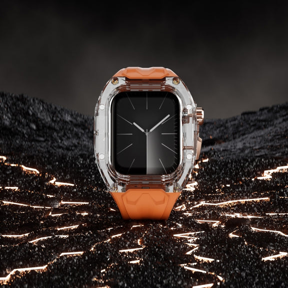 For Apple Watch SE 2023 44mm Modified PC Hybrid TPU Watch Case Band(Orange Transparent)