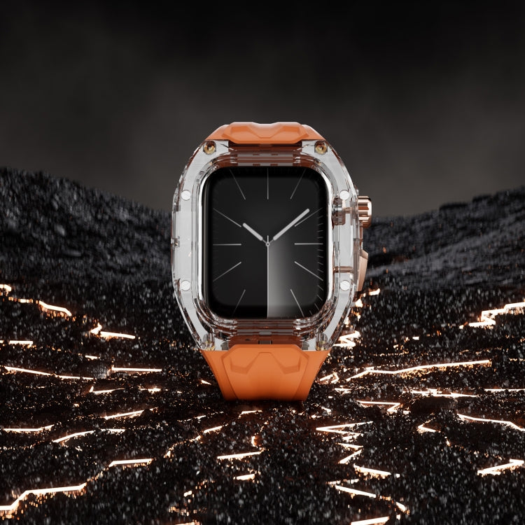 For Apple Watch SE 2023 44mm Modified PC Hybrid TPU Watch Case Band(Orange Transparent)