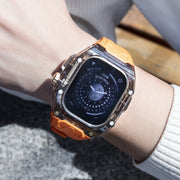 For Apple Watch Ultra 2 49mm Modified PC Hybrid TPU Watch Case Band(Orange Clear Black)