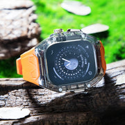 For Apple Watch Ultra 2 49mm Modified PC Hybrid TPU Watch Case Band(Orange Clear Black)