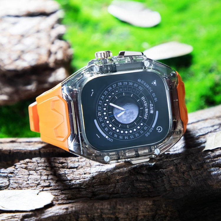 For Apple Watch Ultra 2 49mm Modified PC Hybrid TPU Watch Case Band(Orange Clear Black)