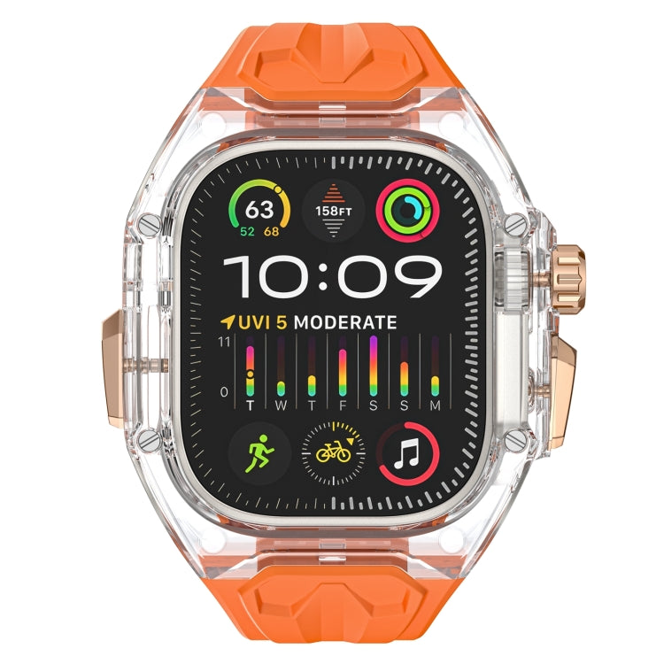 For Apple Watch Ultra 2 49mm Modified PC Hybrid TPU Watch Case Band(Orange Transparent)