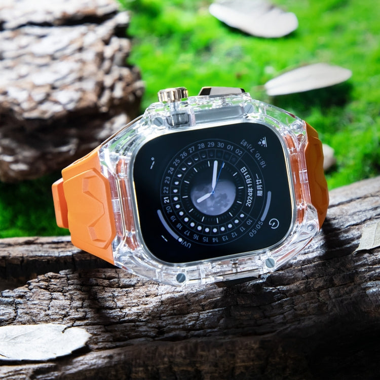 For Apple Watch Ultra 2 49mm Modified PC Hybrid TPU Watch Case Band(Orange Transparent)