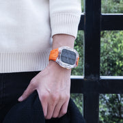 For Apple Watch Ultra 2 49mm Modified PC Hybrid TPU Watch Case Band(Orange Transparent)