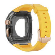 For Apple Watch Ultra 2 49mm Modified PC Hybrid TPU Watch Case Band(Yellow Clear Black)