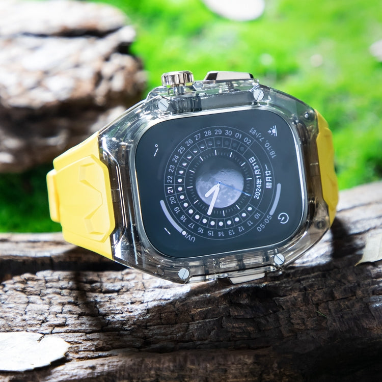 For Apple Watch Ultra 2 49mm Modified PC Hybrid TPU Watch Case Band(Yellow Clear Black)