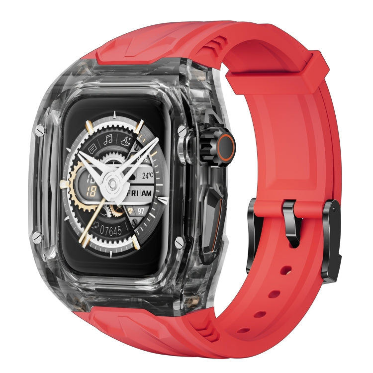 For Apple Watch Series 9 45mm Modified PC Hybrid TPU Watch Case Band(Red Clear Black) - free shipping - PMc TechLife - Order now!