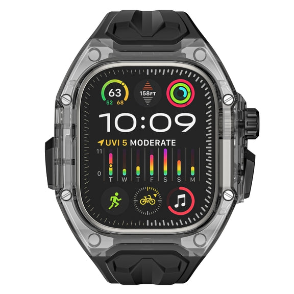 For Apple Watch Ultra 49mm Modified PC Hybrid TPU Watch Case Band(Black Clear Black)