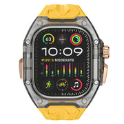 For Apple Watch Ultra 49mm Modified PC Hybrid TPU Watch Case Band(Yellow Clear Black)