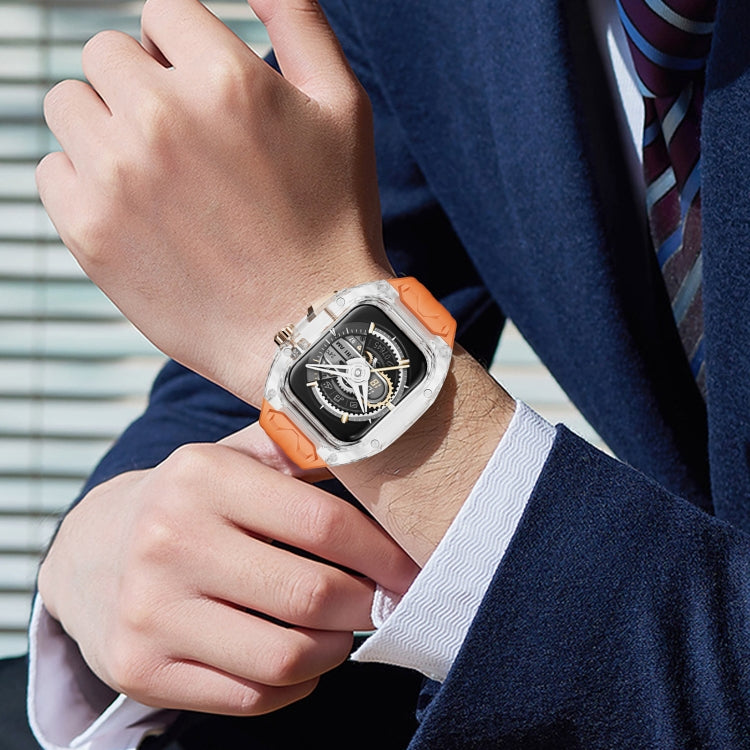 For Apple Watch Series 8 45mm Modified PC Hybrid TPU Watch Case Band(Orange Transparent) - free shipping - PMc TechLife - Order now!