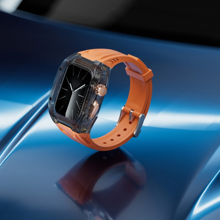 For Apple Watch Series 7 45mm Modified PC Hybrid TPU Watch Case Band(Orange Clear Black) - Watch Cases by PMc TechLife | Online Shopping South Africa | PMc TechLife | Buy Now Pay Later Mobicred