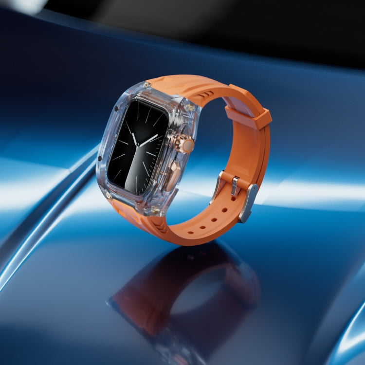 For Apple Watch Series 7 45mm Modified PC Hybrid TPU Watch Case Band(Orange Transparent) - free shipping - PMc TechLife - Order now!