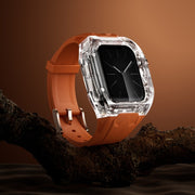 For Apple Watch Series 7 45mm Modified PC Hybrid TPU Watch Case Band(Orange Transparent)