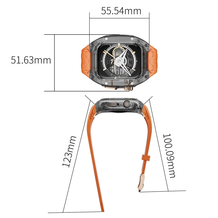 For Apple Watch SE 44mm Modified PC Hybrid TPU Watch Case Band(Orange Clear Black)