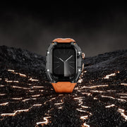 For Apple Watch SE 44mm Modified PC Hybrid TPU Watch Case Band(Orange Clear Black)