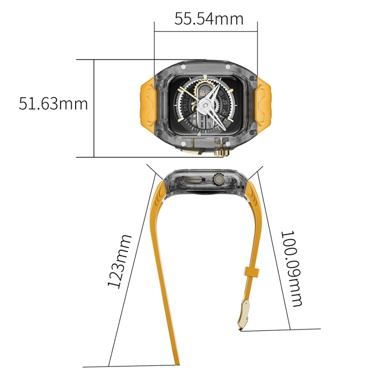 For Apple Watch SE 44mm Modified PC Hybrid TPU Watch Case Band(Yellow Clear Black)