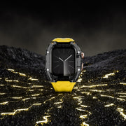 For Apple Watch SE 44mm Modified PC Hybrid TPU Watch Case Band(Yellow Clear Black)
