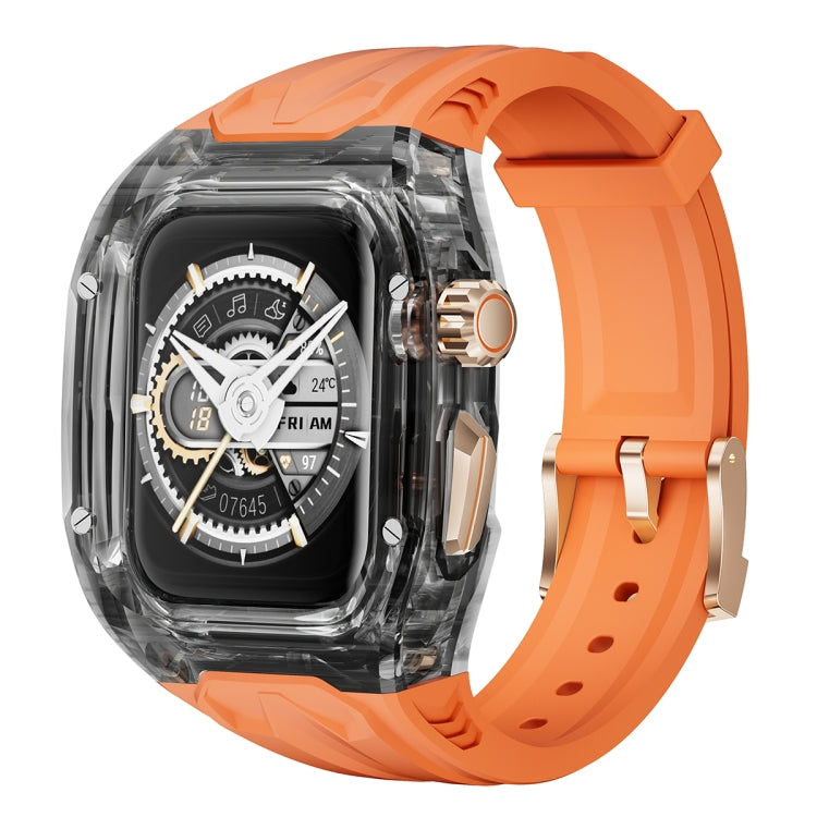 For Apple Watch Series 6 44mm Modified PC Hybrid TPU Watch Case Band(Orange Clear Black) - free shipping - PMc TechLife - Order now!