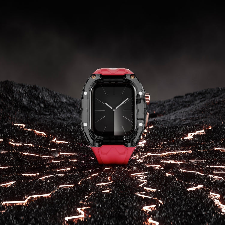 For Apple Watch Series 6 44mm Modified PC Hybrid TPU Watch Case Band(Red Clear Black) - Watch Cases by PMc TechLife | Online Shopping South Africa | PMc TechLife | Buy Now Pay Later Mobicred