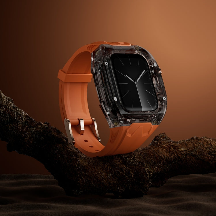 For Apple Watch Series 5 44mm Modified PC Hybrid TPU Watch Case Band(Orange Clear Black) - free shipping - PMc TechLife - Order now!