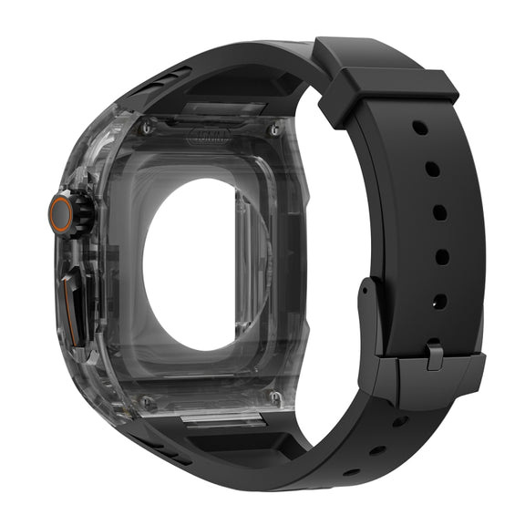 For Apple Watch Series 4 44mm Modified PC Hybrid TPU Watch Case Band(Black Clear Black)