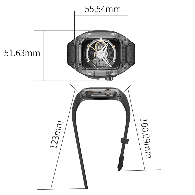 For Apple Watch Series 4 44mm Modified PC Hybrid TPU Watch Case Band(Black Clear Black)