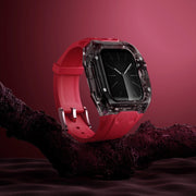 For Apple Watch Series 4 44mm Modified PC Hybrid TPU Watch Case Band(Red Clear Black)