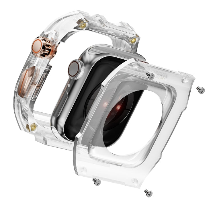 For Apple Watch SE 2023 44mm Modified PC Hybrid TPU Watch Case Band(Orange Transparent)